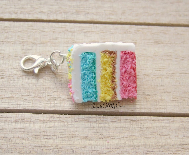 Spring Cake Slice Charm/Necklace/Keychain Stitch Marker Progress Keeper Handmade in UK MTO image 5