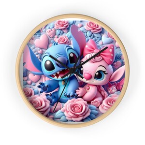 Leuke wandklok cartoon vrienden, schattig woondecoratie, cadeau voor kinderen, kunst aan de muur kinderkamer, decoratie verjaardagsfeestje, steek en engel