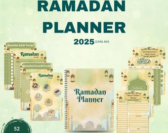 Ramadan Planner | Quran Completion Planner | Salat Tracker | Tarawih Tracker | Ramadan Journal | Muslim Planner Digital Download | Printable
