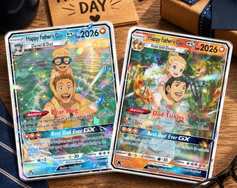 Personalized Father's Day Pokemon Card, Custom Mother's Day Card,  Father's Day Gift, Gift For Dad, Custom Pokemon Card, Mother's Day Gift