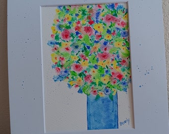 Pintura original de acuarela/Flores de acuarela/Arte pequeño/Pintura floral/ Arte de acuarela