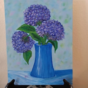 Original Hydrangea Oil Painting: Vibrant Floral Still Life Art