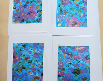 Abstract Painted Note Cards/ Original Painted Note cards/ Blank Cards/Blue Cards/Greeting Cards/ Hand Painted Cards