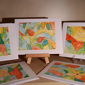 Original Floral Hand Painted Card Set: Abstract Impressionist Art