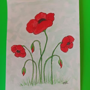 Original Watercolor Art/Not a Print/Poppy Paintings/Flower Watercolor/Poppies Painting