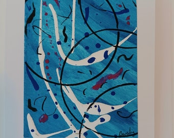 Abstract Painted Cards/ Notes/Blank Cards/ Greeting Cards/ Thank You Cards/Blue Cards/Birthday Cards