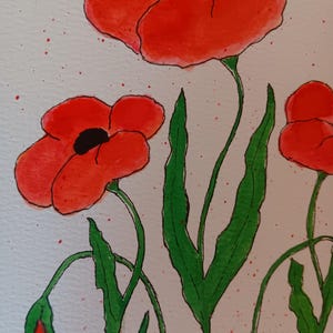 Original Watercolor Art/Not a Print/Flower Paintings/Poppy Watercolor/