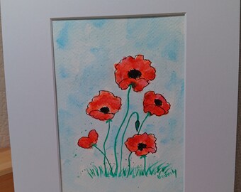 New/Watercolor Original Painting/Not A Print/Original Art/ Poppy Art/ Poppy Painting