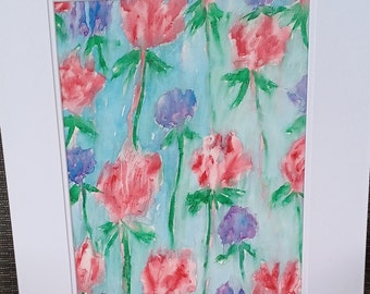 Original Art/Acrylic Art/Floral Painting/Watercolor/ Roses/Shabby Chic Art