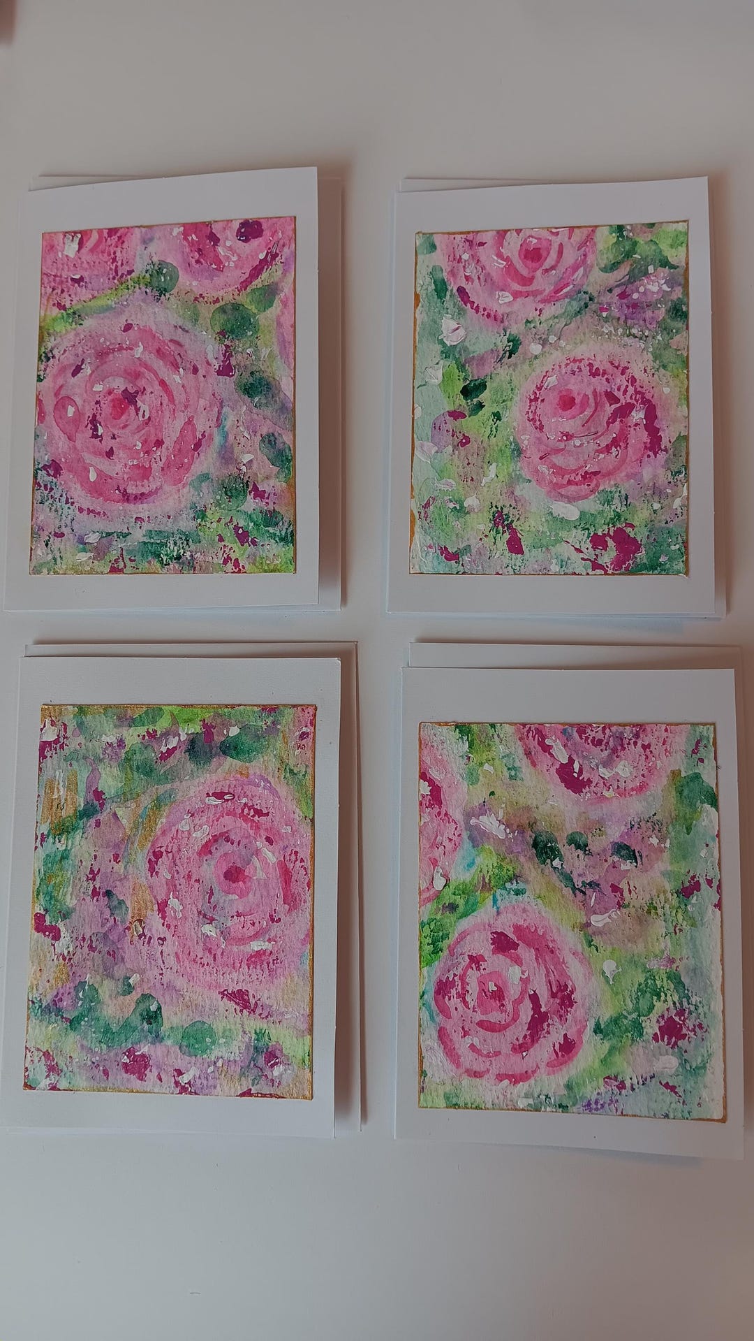 Roses Watercolor Cards: Original Hand-painted Note Cards, Set of 4 - Etsy