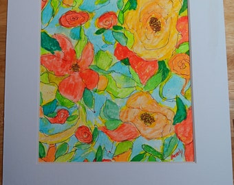 Orange Abstract Flower Painting/ Not A Print/Wall Art/Acrylic Painting/Floral Painting/ Floral Art/Abstract ART