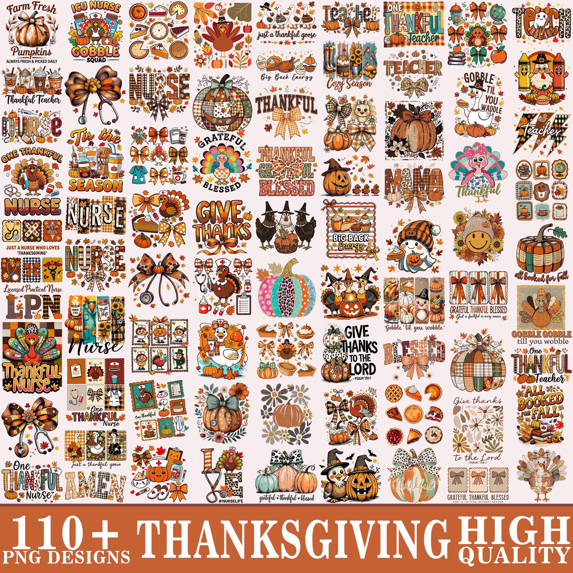 110+ Thanksgiving Png Bundle Autumn Goose Thankful Mama Gobble Pumpkin ...