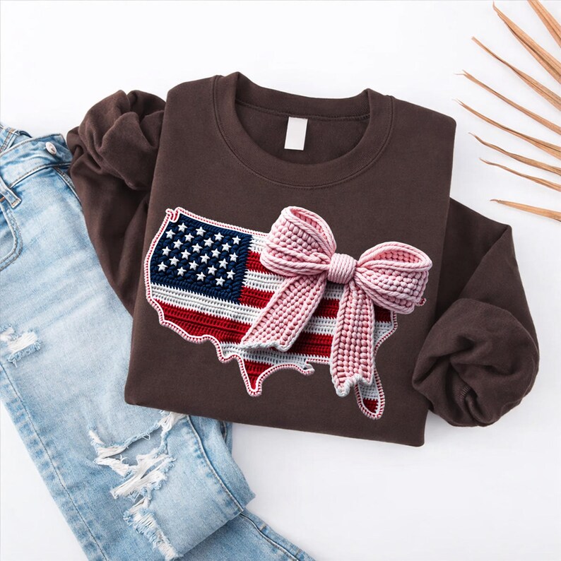 4th of July PNG Bundle Faux Yarn USA American Flag Coquette Bow Freedom ...