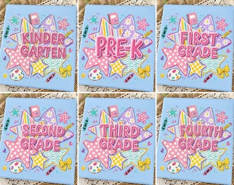 Striped Back To School PNG Bundle Gingham Stripes Preppy Teacher Kindergarten First Day Of School Pre-K To Fourth Grade PNG Digital Download