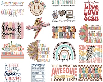 Sonographer svg png bundle blessed sonographer life live love scan retro boho sonography floral quotes leopard print svg cricut silhouette