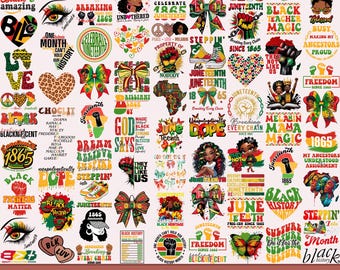 Juneteenth PNG Bundle They Not Like Us Afro Black History Month Woman Coquette Bow God Says I&#39;m Black Free-ish 1865 African Flag PNG