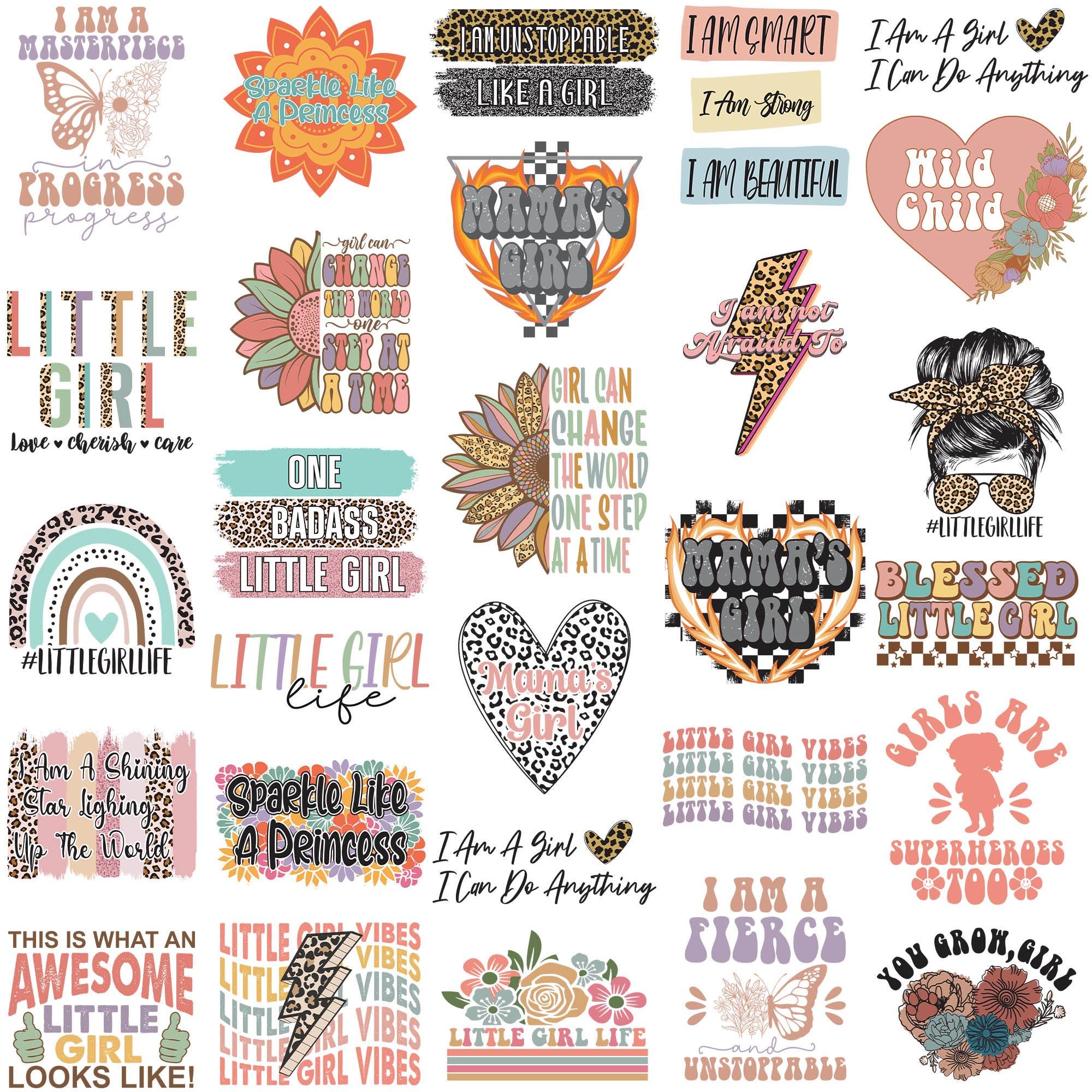 Little Girl Svg Png Bundle New Born Baby Girl Toddler Quotes Mama's Little Girl Life Princess Retro Boho Sayings Leopard Rainbow Messy Bun