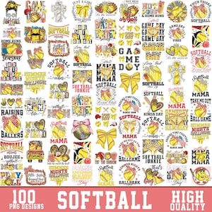 Softbal PNG-bundel Coquette Strik Retro Game Day Softbal Junkie Mama Tis The Season Summer Nights Heart On Field Ballpark Kinda Day