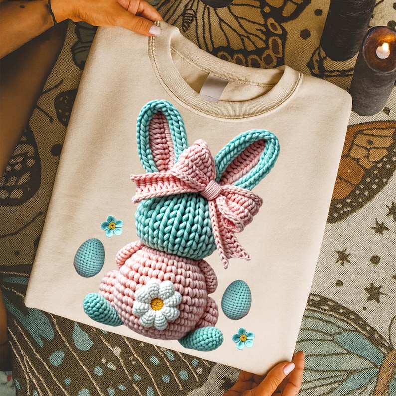 Easter PNG Bundle Faux Yarn Egg Hunter Bunny Crochet Coquette Bow Jesus Christian He Is Risen Be Hoppy Easter Day Mama Mini Chilling Peeps image 6