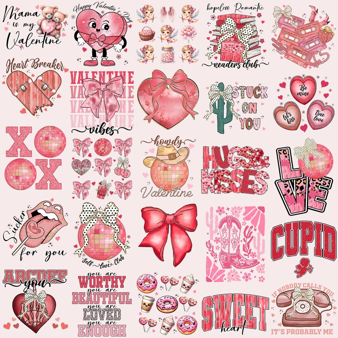 Retro Valentine PNG Bundle Valentine Vibes Be Mine Sweet Heart Howdy ...