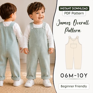 Overalls Sewing Patterns For Kids, Toddlers Overall Baby Jumpsuit Pattern Baby Romper Beginner Friendly DIY Sewing Pattern, Sizes 06M-10Y