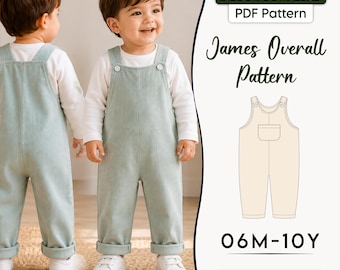 Patrons de couture pour salopettes enfants, patron de combinaison bébé, patron de barboteuse bébé, patron de couture DIY facile pour débutants, tailles 6 mois à 10 ans