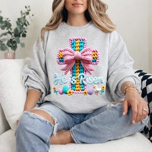 Easter PNG Bundle Faux Yarn Egg Hunter Bunny Crochet Coquette Bow Jesus Christian He Is Risen Be Hoppy Easter Day Mama Mini Chilling Peeps image 4