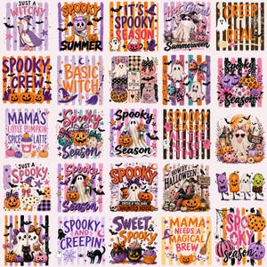 Halloween PNG Bundle Gestreift Retro Gruselig Saison Hot Ghoul Summerween Grundlegende Hexe Gans Kürbis Süß Boo Preppy Pink Halloween Kokette Schleife
