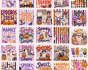 Halloween PNG Bundle rayé rétro effrayant saison goule chaude Summerween basique sorcière oie citrouille mignon boo rose preppy Halloween coquette noeud