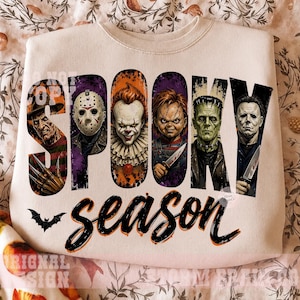 Spooky Season PNG Retro Vintage Halloween Horror Characters Scary Movie Scene Graphic Sublimation Funny Fall Shirt Design Digital Download