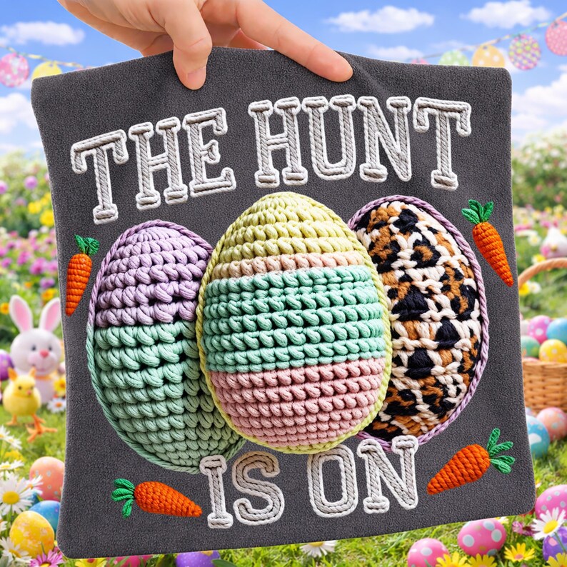 Easter PNG Bundle Faux Yarn Egg Hunter Bunny Crochet Coquette Bow Jesus Christian He Is Risen Be Hoppy Easter Day Mama Mini Chilling Peeps image 2