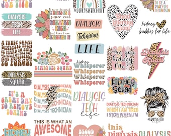Dialysis Tech Svg Png Bundle Kidney Dialysis Technician Squad retro Boho Sayings Nurse Life Kidney Whisperer Leopard Rainbow Messy Bun Png