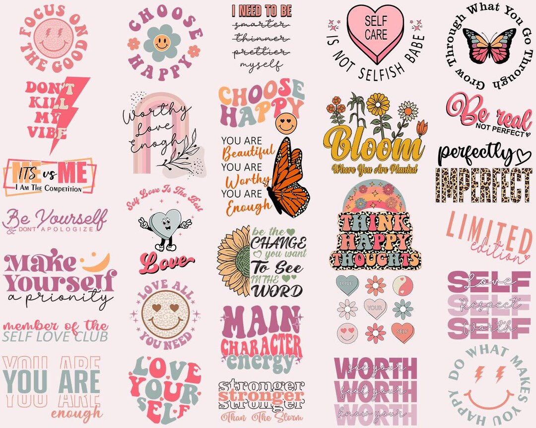 Self Love Svg Png Bundle Love Yourself Positive Inspiration Sayings ...