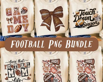 Football PNG Bundle Coquette Bow Retro Game Day Football Junkie Hot Mess Football Mom Life Touchdown Season Girly Football Png Sublimation