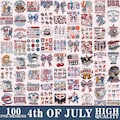 4th Of July PNG Bundle USA Flag American Mama Coquette Bow Land Of The Free Floral Girly Howdy Western USA Vintage Aesthetic Png Designs