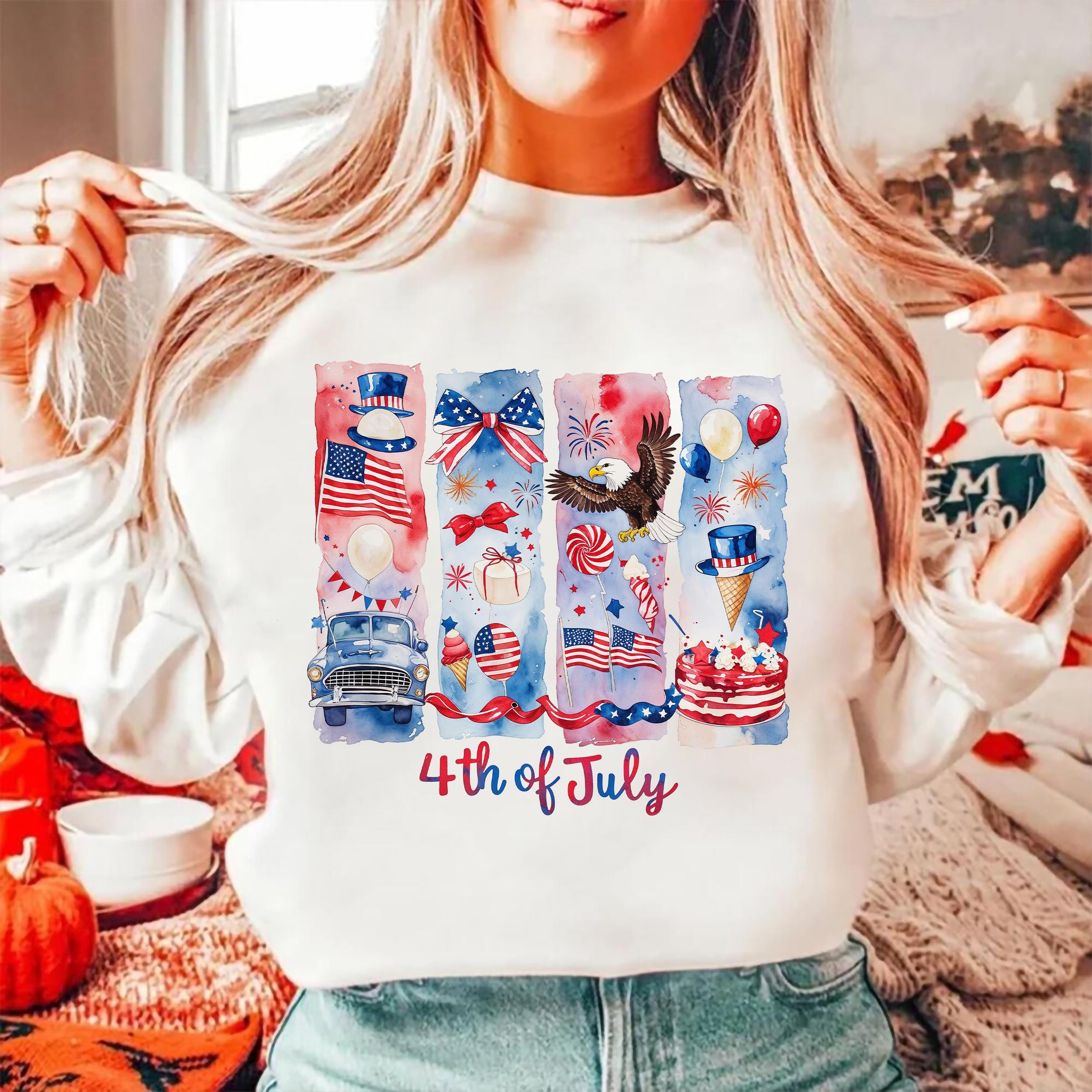 Retro 4th of July PNG Bundle USA American Flag Coquette Bow Land of the ...