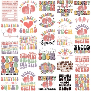 Dialysteknik Svg Png Bundle Njurdialystekniker Retro Boho Ordspråk Sjuksköterska Liv Njurviskare Squad Blodfiltrering Svg Png Designs