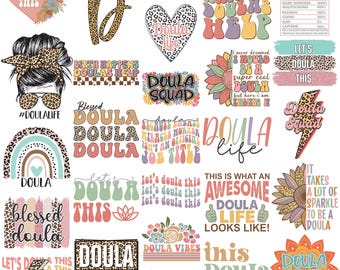 Doula Svg Png Bundle Doula Life Birth Happens Doula Helps Blessed Doula Squad Rainbow Messy Bun Retro Boho Sayings Svg Cricut Silhouette