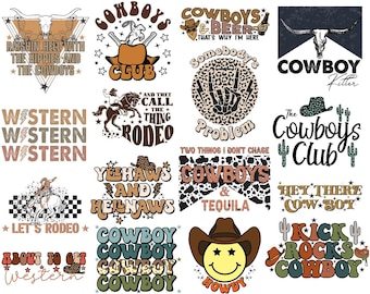 Bundle Cowboy Svg PNG Western Howdy Cowboy's Club Le problème de quelqu'un permet Rodeo Yeehaws et Hellnaws Cowboy Killer Hat Svg Png Shirt Designs