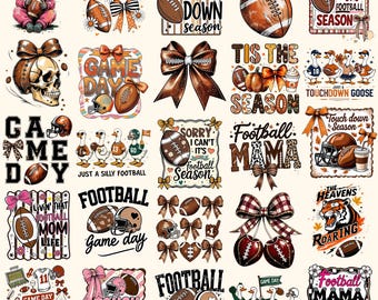 Football PNG Bundle Game Day Touchdown Goose Tis The Season Silly Football Mama Coquette Feral Girl Funny Football PNG T-Shirt Designs