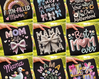 Mothers Day PNG Bundle Faux Yarn Mom Life Coquette Bow Best Mom Ever Cozy Crochet Knit Floral Motherhood Quotes Duck Mama Png Sublimation