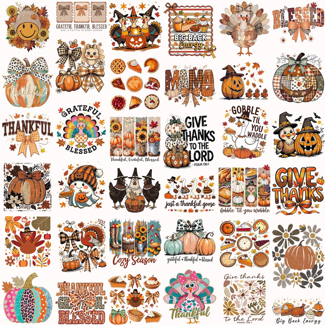 Thanksgiving Png Bundle Thankful Grateful Blessed Coquette Goose Cozy ...