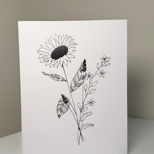Tarjeta botánica pintada a mano - Tarjeta de felicitación, Tarjeta en blanco, Tarjeta de flores, Tarjeta de agradecimiento