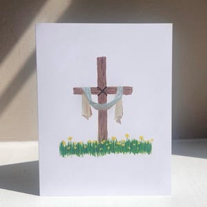 Handgemalte Jesus Kreuz Osterkarte - Handgemaltes Kreuz Kunstwerk, Christliche Osterkarte, Kreuz Briefpapier Karte