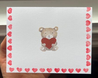 Valentine’s Day Card Cute Bear with Hearts