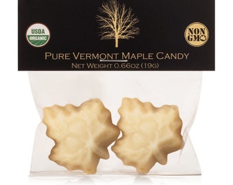 Mansfield Maple Two Small Leaf Certified Organic Pure Vermont Maple Candy Favor-(Case of 24)