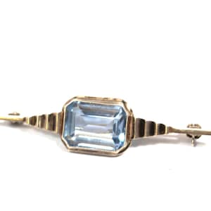 Antique Silver Brooch Blue  Gemstone – Vintage Fine Jewelry – Collectible Gift for Her