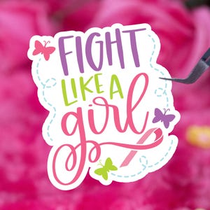Fight Cancer Vinyl Decal Sticker White, Self Care Laptop Sticker, Chemo Gift