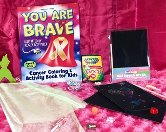 Personalized Kids' Cancer Gift Set. Autographed Coloring and Activity Book for Kids with Cancer. Makes a great Kids' Chemo Gift