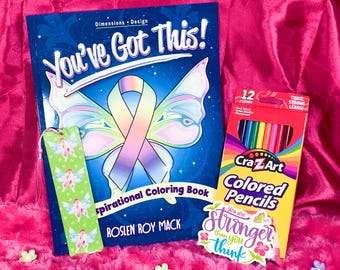 You Got This! Basic Bundle - Personalized, Cancer Gift Set for Adults and Teens. Coloring Book for Adults & Teens, Makes a great Chemo Gift